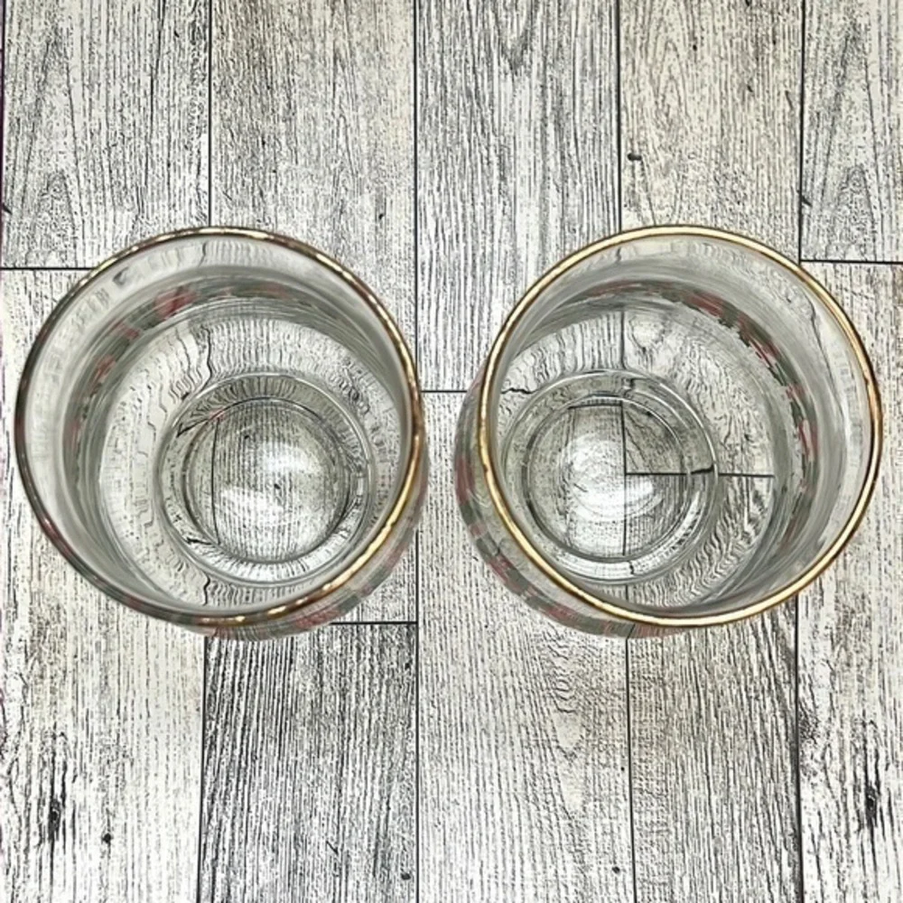 Libbey Holly Berry Gold Rim Glasses Set of 2